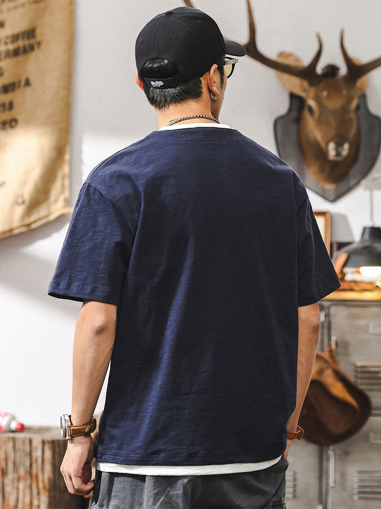 Herren Kurzarm‑T‑Shirt mit Fake‑Layer‑Effekt und V‑Ausschnitt