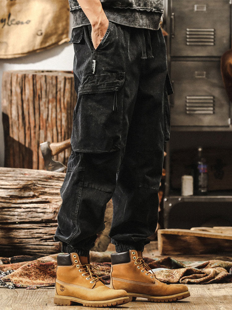 Herren Vintage Cargohose Jogger‑Schnitt