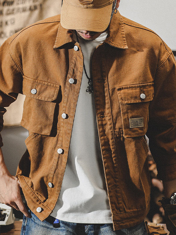 Giacca cargo da uomo in stile vintage americano