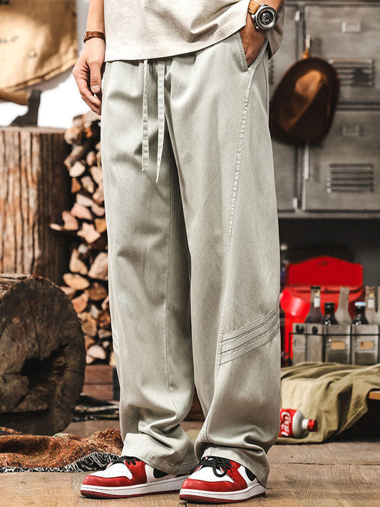 Lässige Herren-Freizeithose mit weitem Bein und Kordelzug aus Lyocell-Baumwoll-Mischgewebe