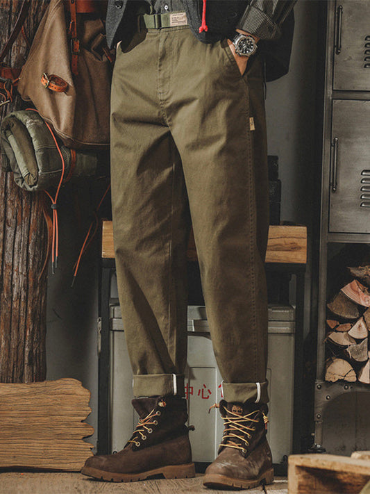 Vintage-inspirierte, gewaschene Chino-Hose für Herren mit schmal zulaufendem Bein