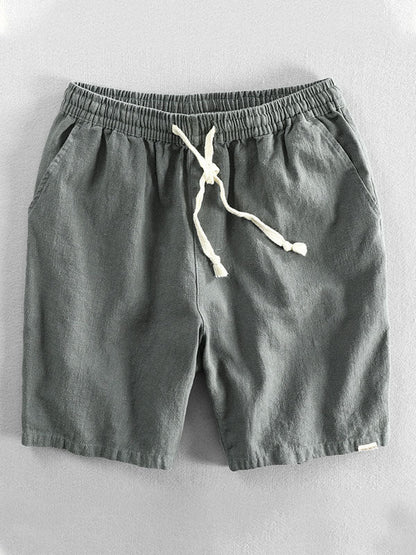 Pantaloncini casual da uomo in ramia e cotone con coulisse