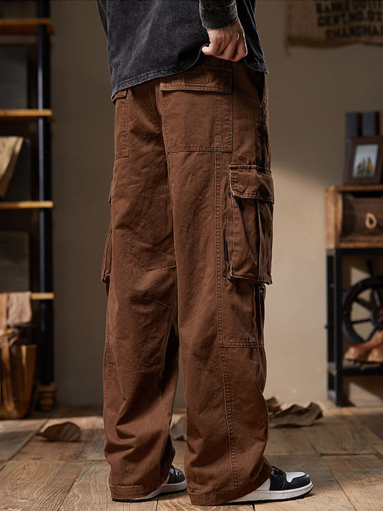Herren Cargohose aus 100% Baumwolle, Weites Bein, Mehrere Taschen