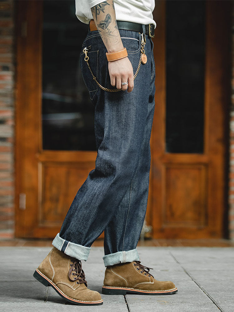 Herren Selvedge‑Jeans 100 % Baumwolle Relaxed Fit Vintage‑Stil