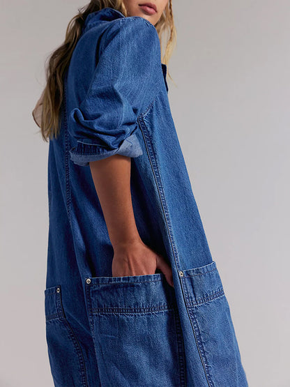 Damen-Jumpsuit aus Denim mit weitem Bein
