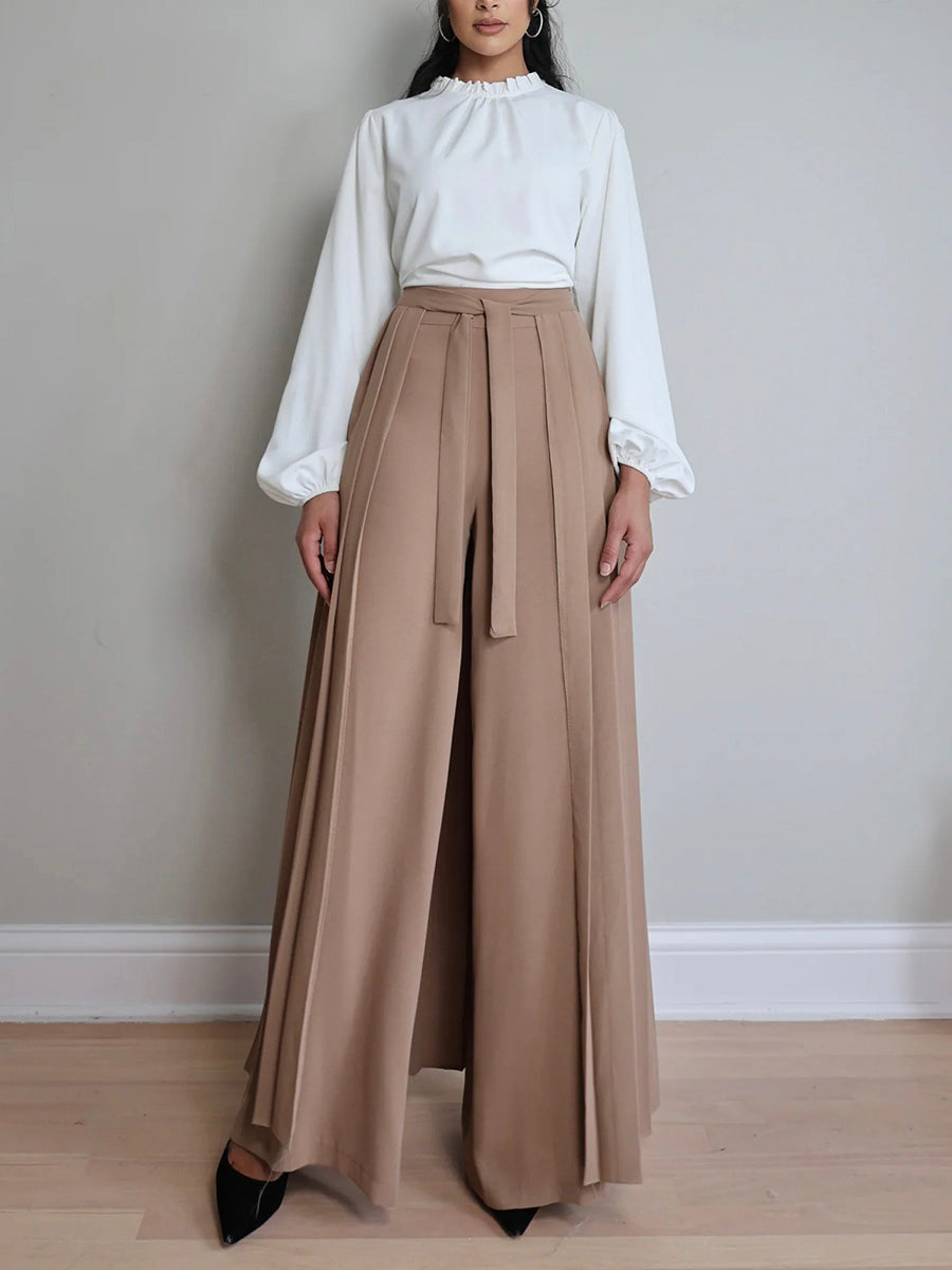 Joli ensemble jupe-pantalon plissé