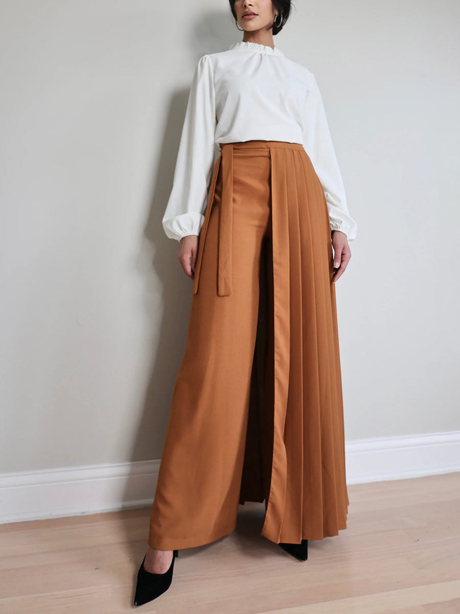 Joli ensemble jupe-pantalon plissé