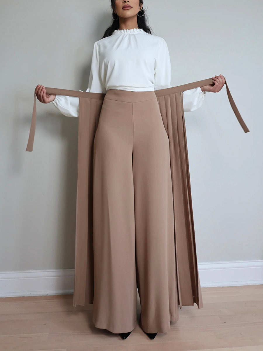 Joli ensemble jupe-pantalon plissé