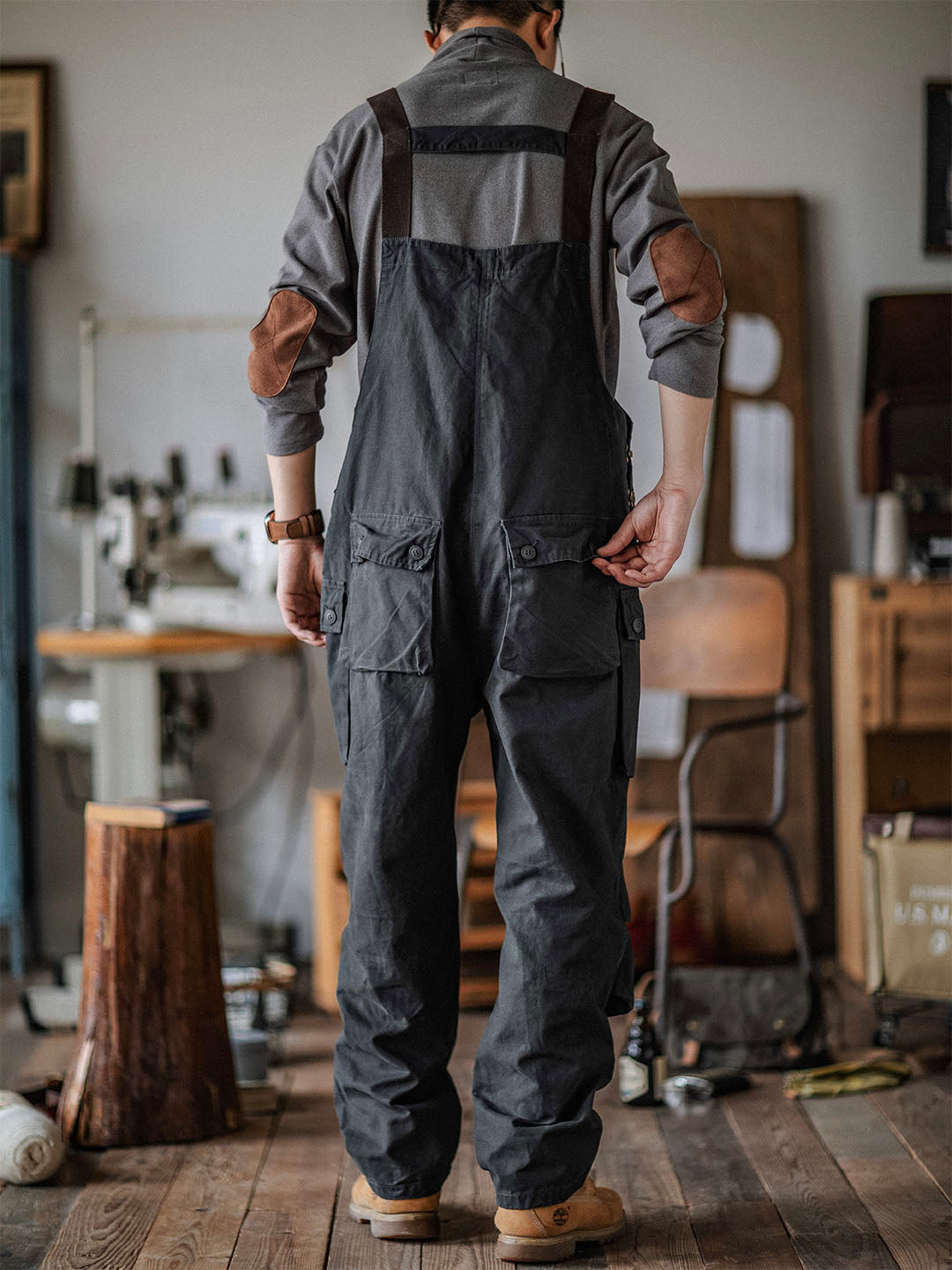 Salopette en toile boutonnée pour homme