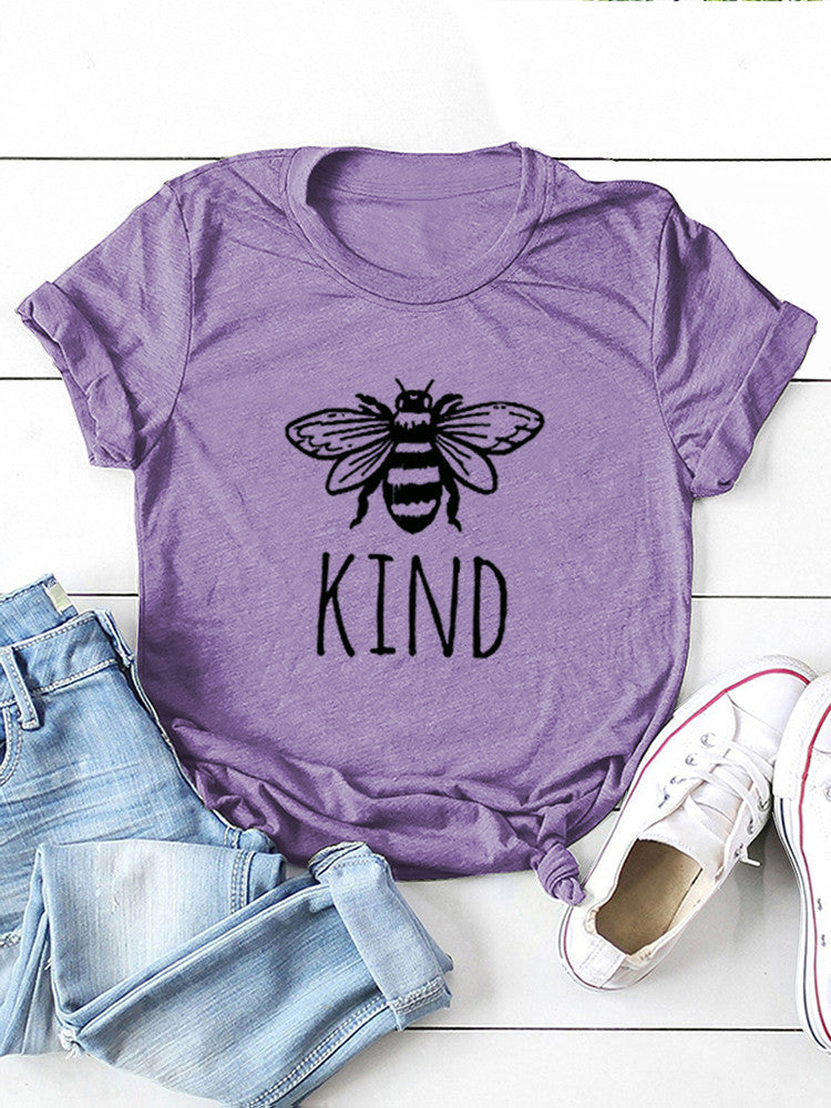 Damen-T-Shirt „Bee Kind“ aus Baumwolle mit Grafikprint
