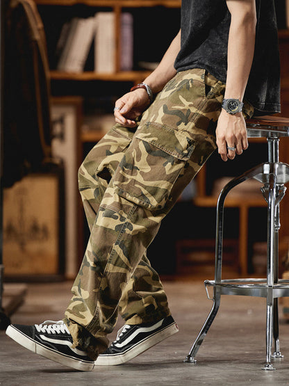 Pantaloni cargo mimetici da uomo ispirati all'American Vintage