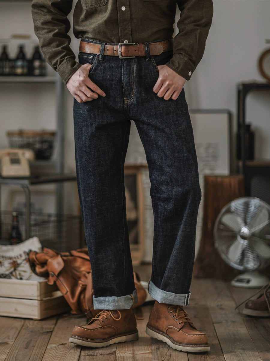 Jeans in denim con cimosa indaco da 14 once