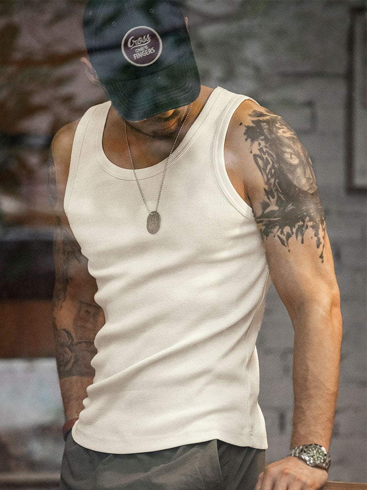 Herren Slim Fit Ripp-Tanktop