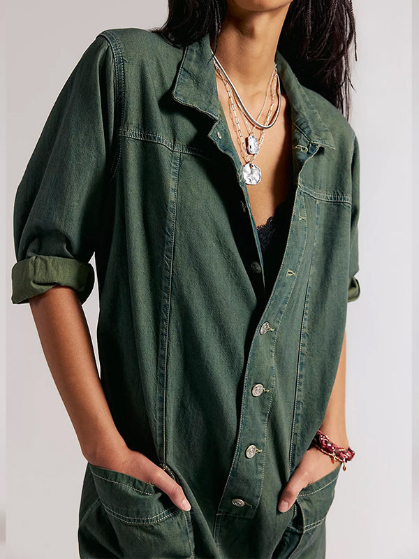 Damen-Jumpsuit aus Denim mit weitem Bein