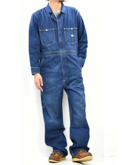 Langärmliger Denim-Overall für Herren mit entspannter Passform