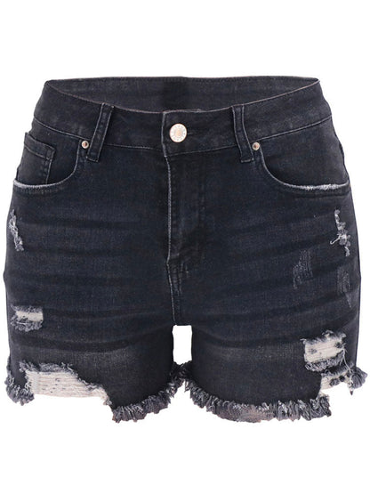 Distressed Jeansshorts mit ausgefranstem Saum