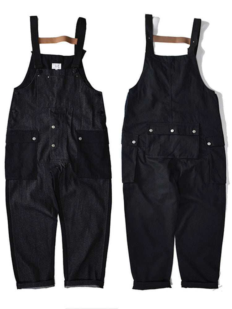 Baggy-Jeans Overall mit farblich passender Tasche