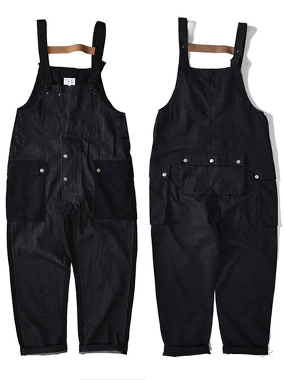 Baggy-Jeans Overall mit farblich passender Tasche