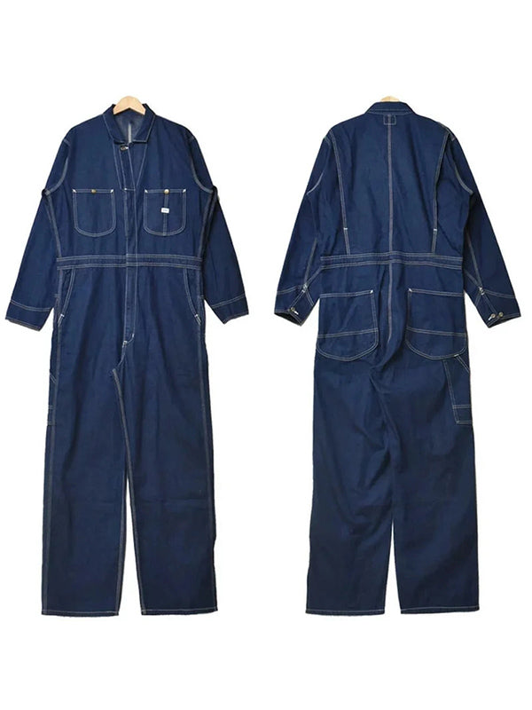 Langärmliger Denim-Overall für Herren mit entspannter Passform