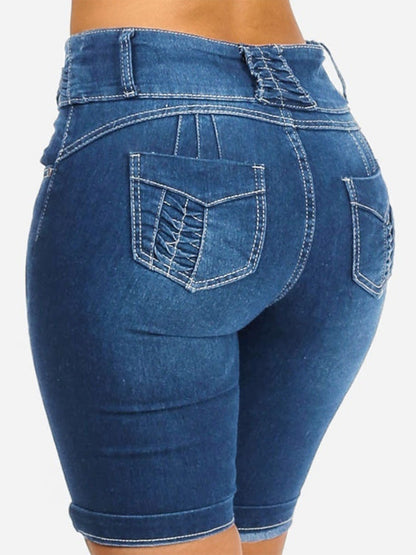 Bermuda-Denim-Shorts für Damen mit 3 Knöpfen