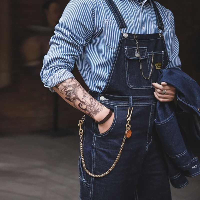 Unisex Vintage Indigo Denim Overalls